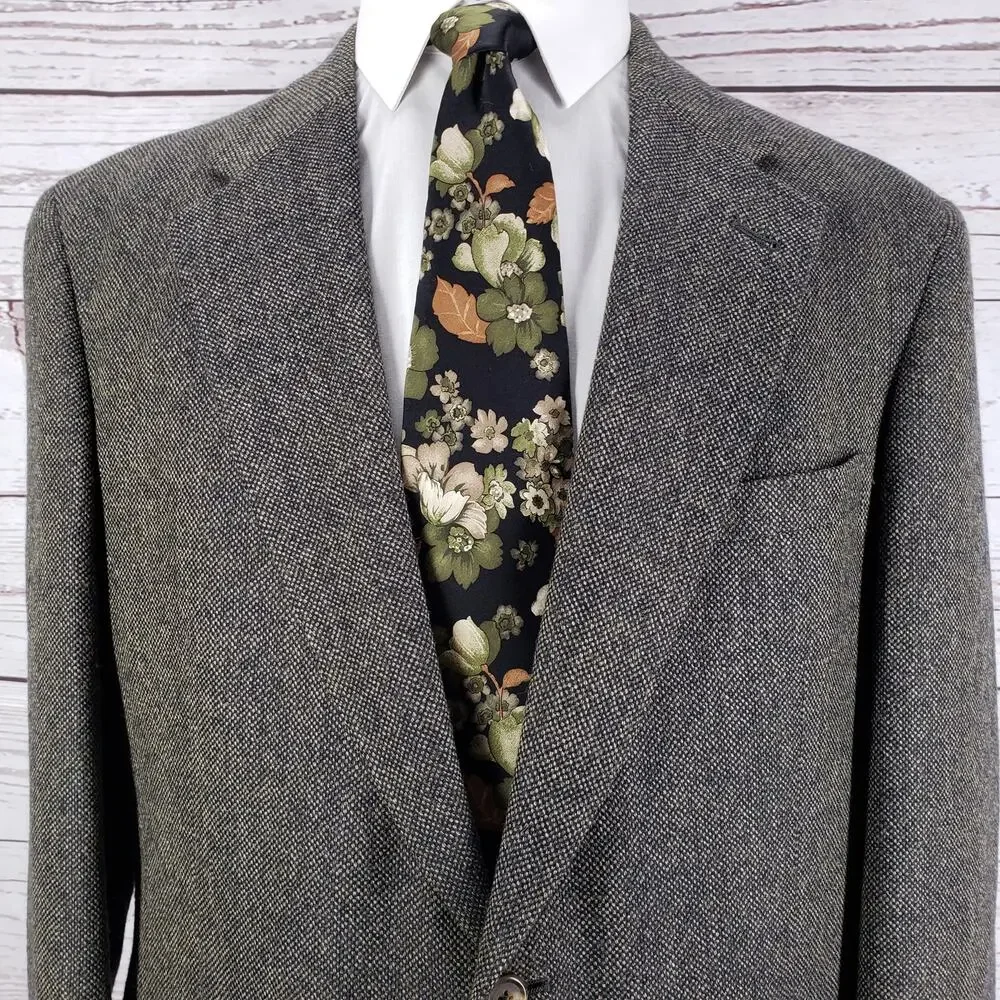 Tommy Hilfiger Vintage Brown Birds Eye Sportscoat Blazer Jacket Size 43R